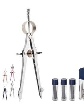 Precision Metal Drawing Compass in Silver - Professional Geometry Tool